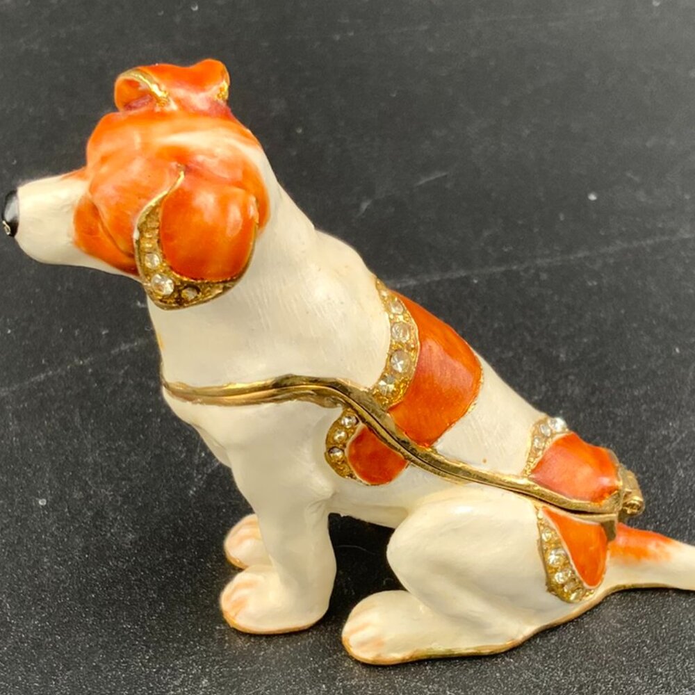 Jack Russell Dog Trinket Box Swarovski Crystals and Enameled Kingspoint - Picture 7 of 8
